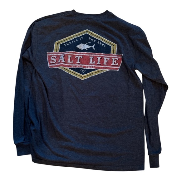 Salt Life Gray and Red Long Sleeve Tee - Picture 2 of 3
